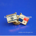 Hot sale gold plated crossing pin badge hard enamel metal ISRAEL and Panama friendship brooch